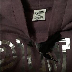 Victoria's Secret PINK mauve pullover hoodie with silver metallic logo